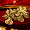 Golden flower earrings are fashionable and light luxury alloy earrings that are simple and versatile for women Specification image